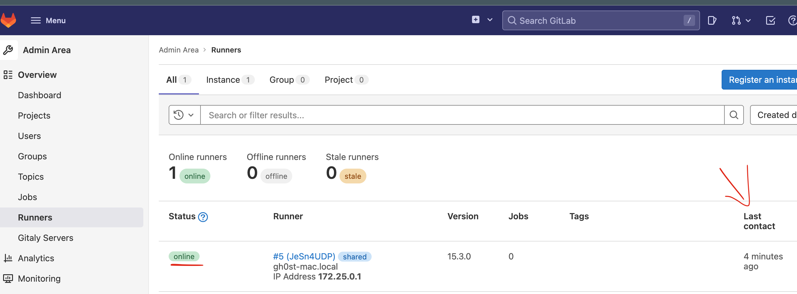 Gitlab Runner Online and available